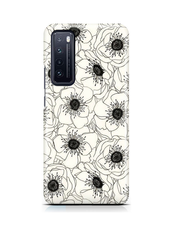 Covery Black and White Flowers Printed Back Cover for  Huawei Nova 7