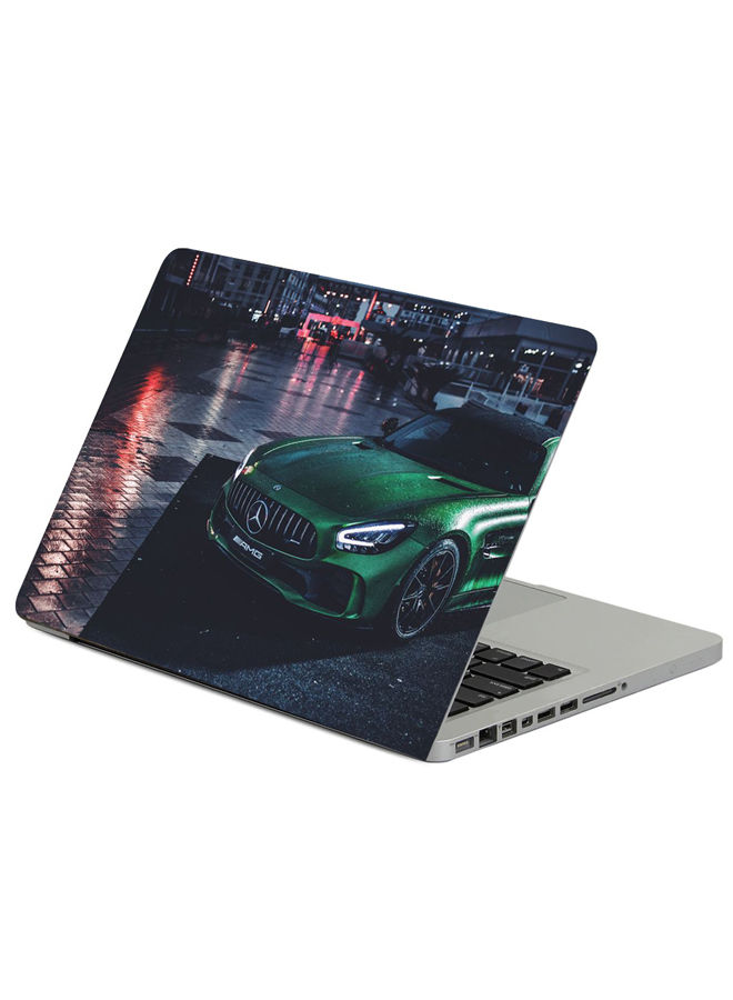 Mercedes Car Green Printed Laptop Sticker, 13 inch