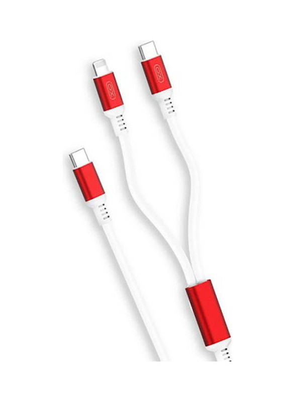 XO 2 in 1 USB-C Lightning - USB-C Cable, 1M - White