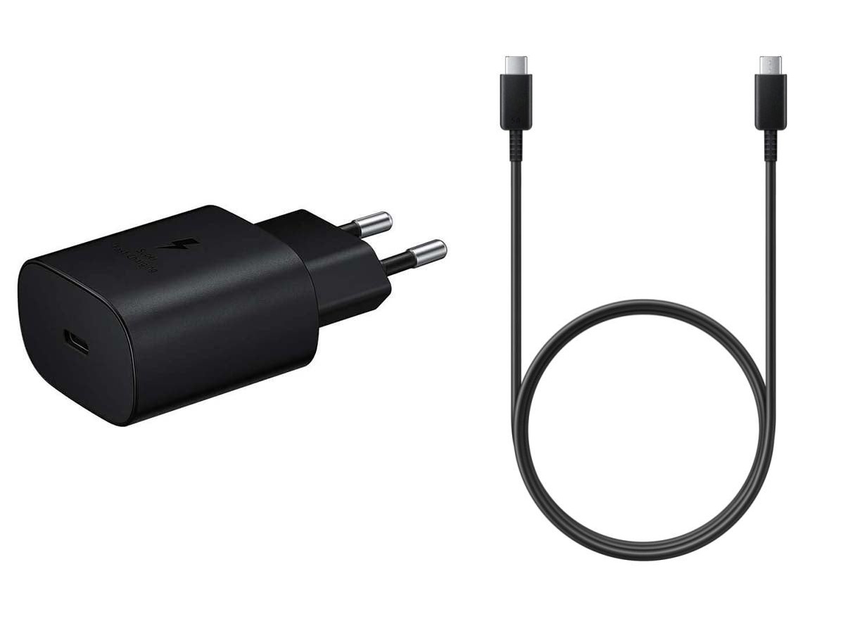 Samsung Wall Charger, 25W, USB-C port, Black - EP-TA800NBEGGB with Samsung USB-C Charging Cable, 1 Meter, 5A, Black - EP-DN975BBEGWW