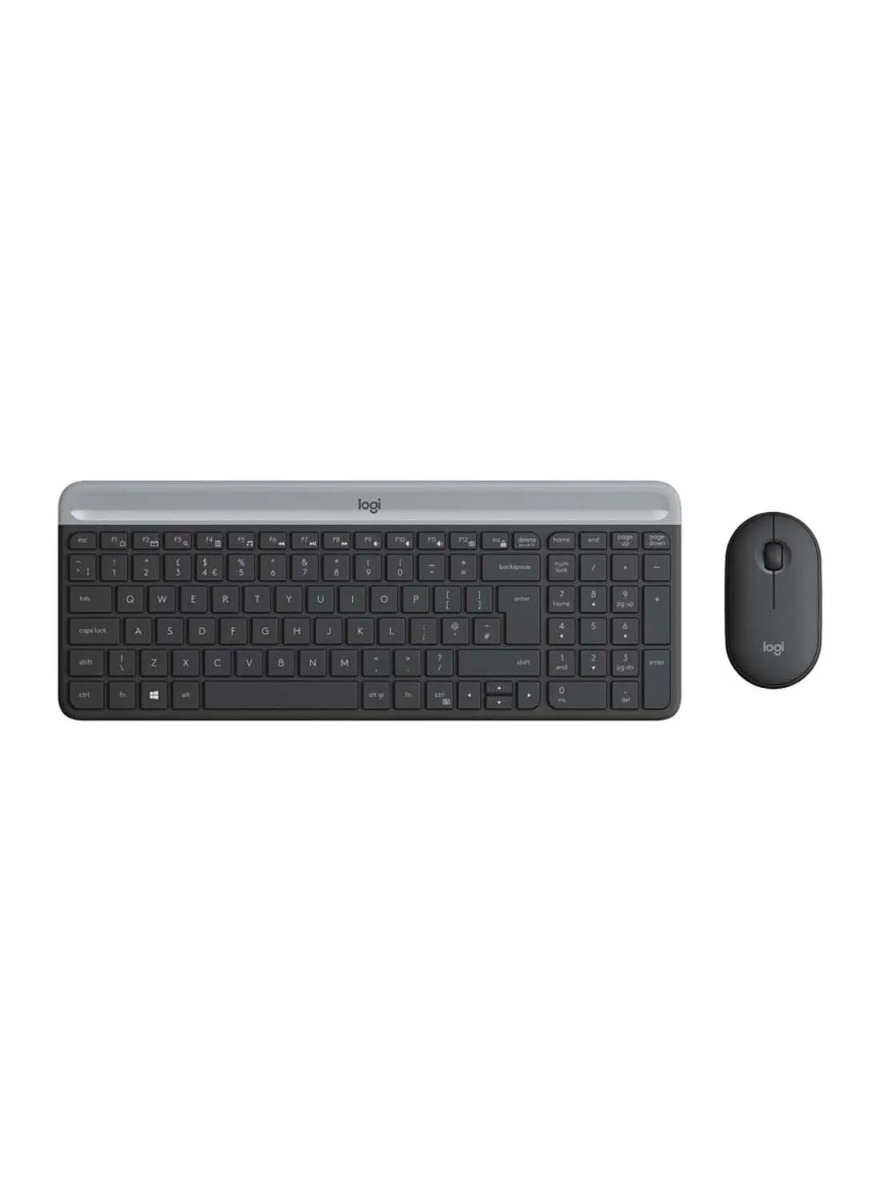 Logitech Slim Wireless Keyboard and Mouse Combo, Black - MK470
