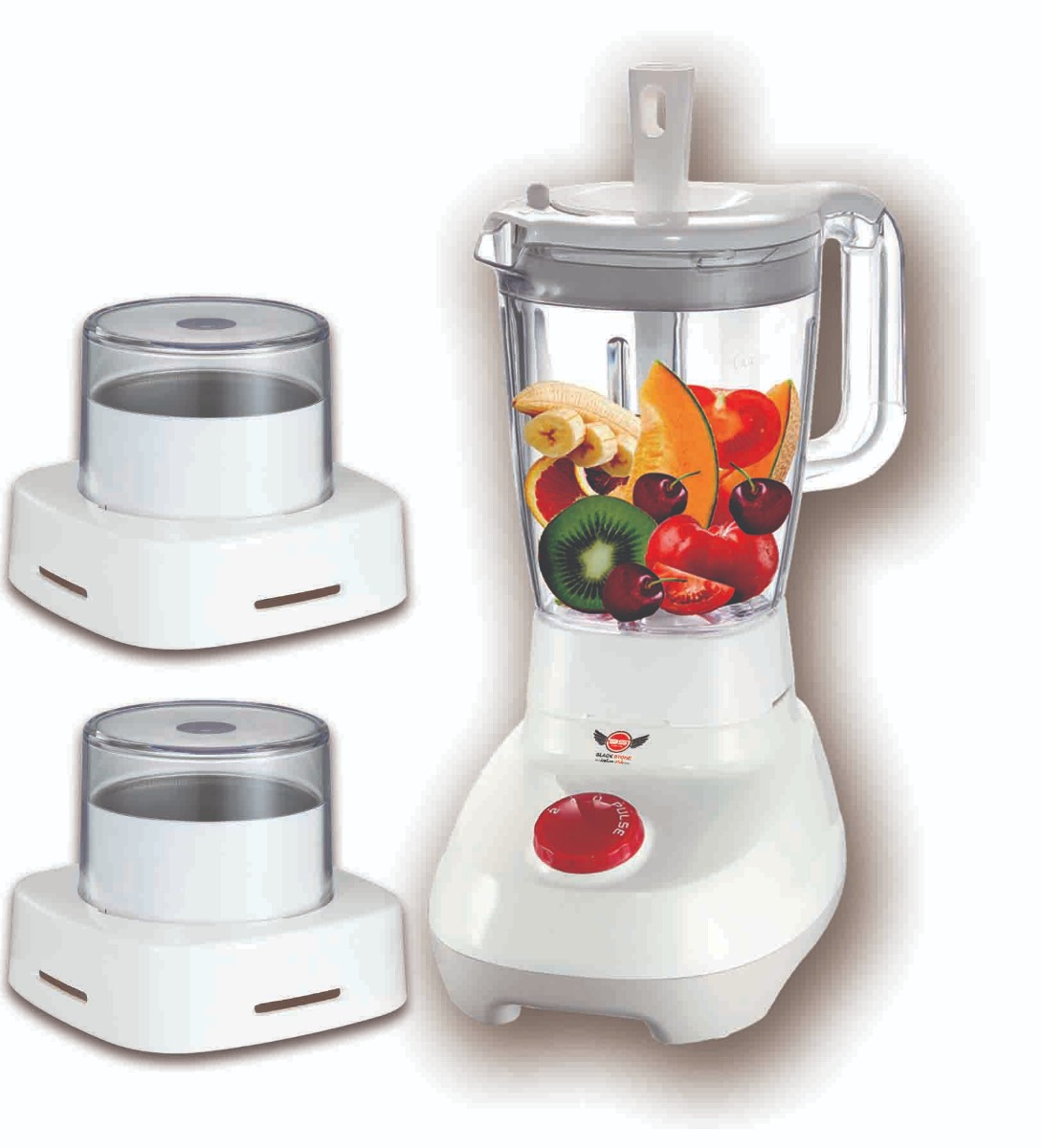 Black Stone Countertop Blender with Attachments, 2 Liters, 600W, White - BR-600