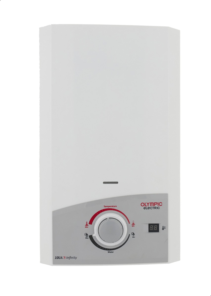 Olympic Gas Water Heater, 10 Liters, White - OEGWDG10FLWH