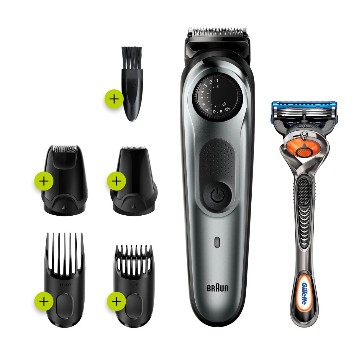 Braun Beard Trimmer with Gillette Fusion5 ProGlide Razor, Black/Grey - BT7220