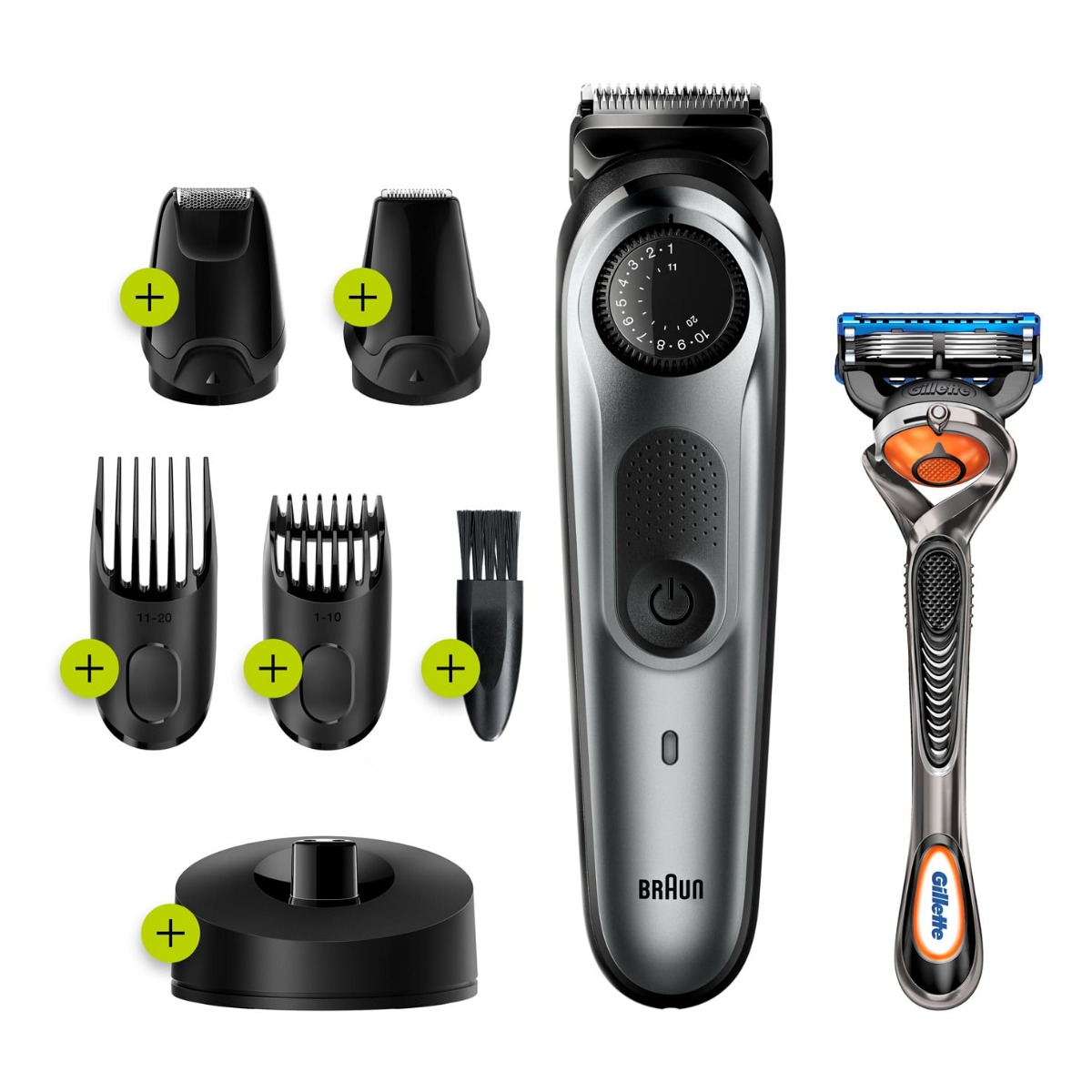 Braun Beard Trimmer with Gillette Fusion5 ProGlide Razor, Black/Grey - BT7240