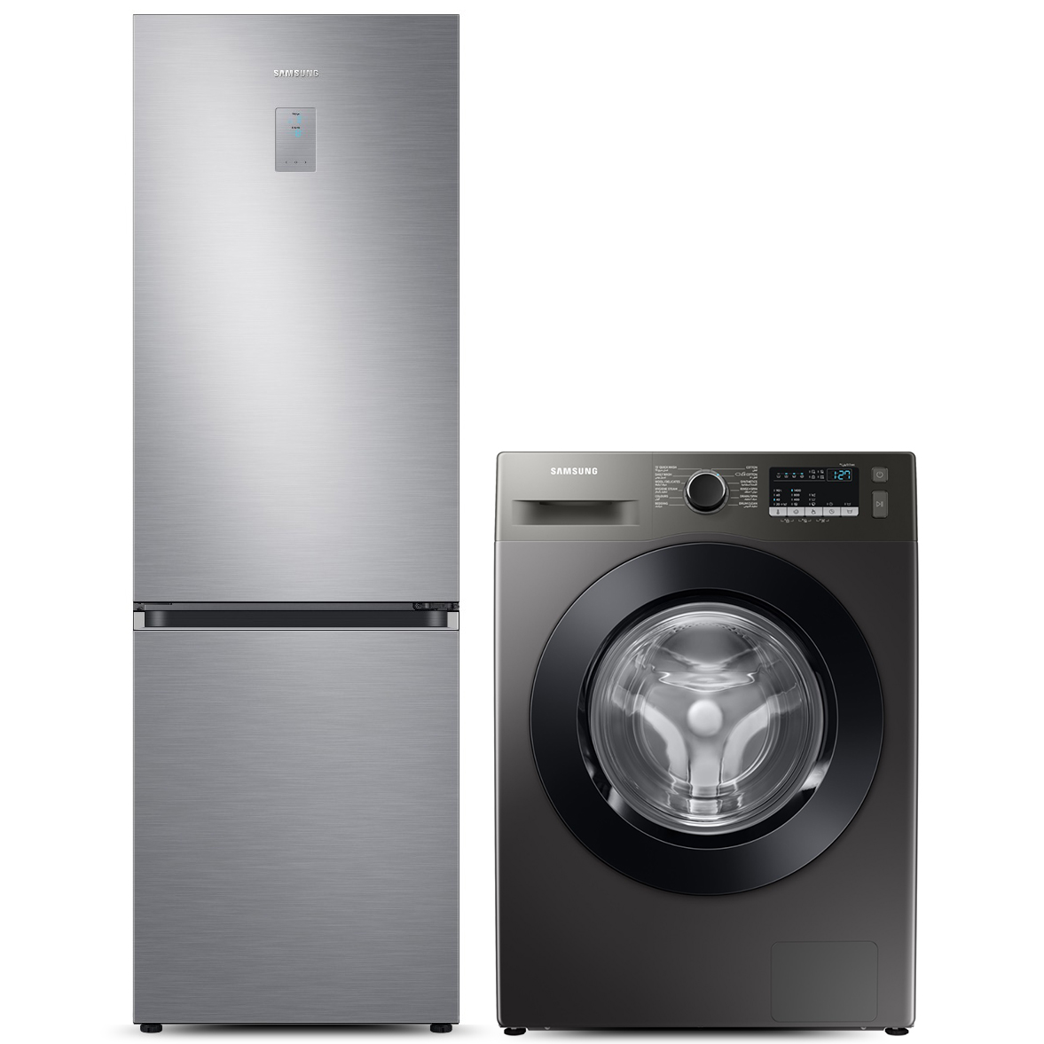 Samsung Front Load Automatic Washing Machine, 7 KG - WW70T4020CX1AS with No-Frost Refrigerator, 344 Liters - RB34T671FS9 MR