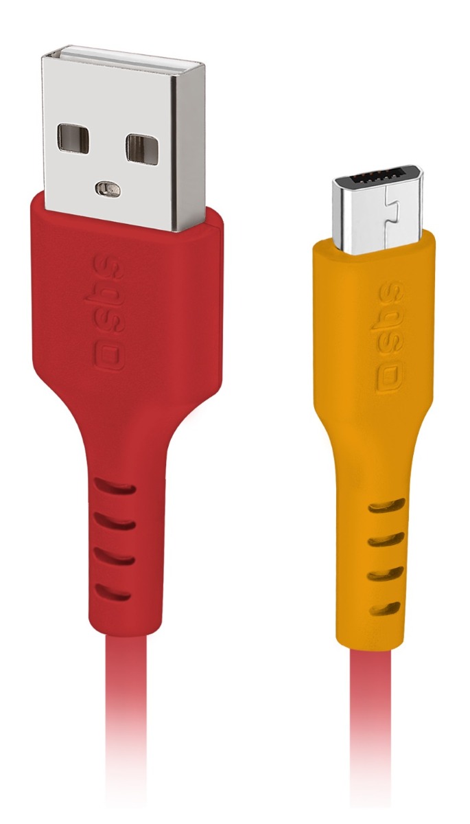 SBS Pop Collection Micro USB Cable, 1 Meter, Red and Yellow - TEPOPCABLEMICR