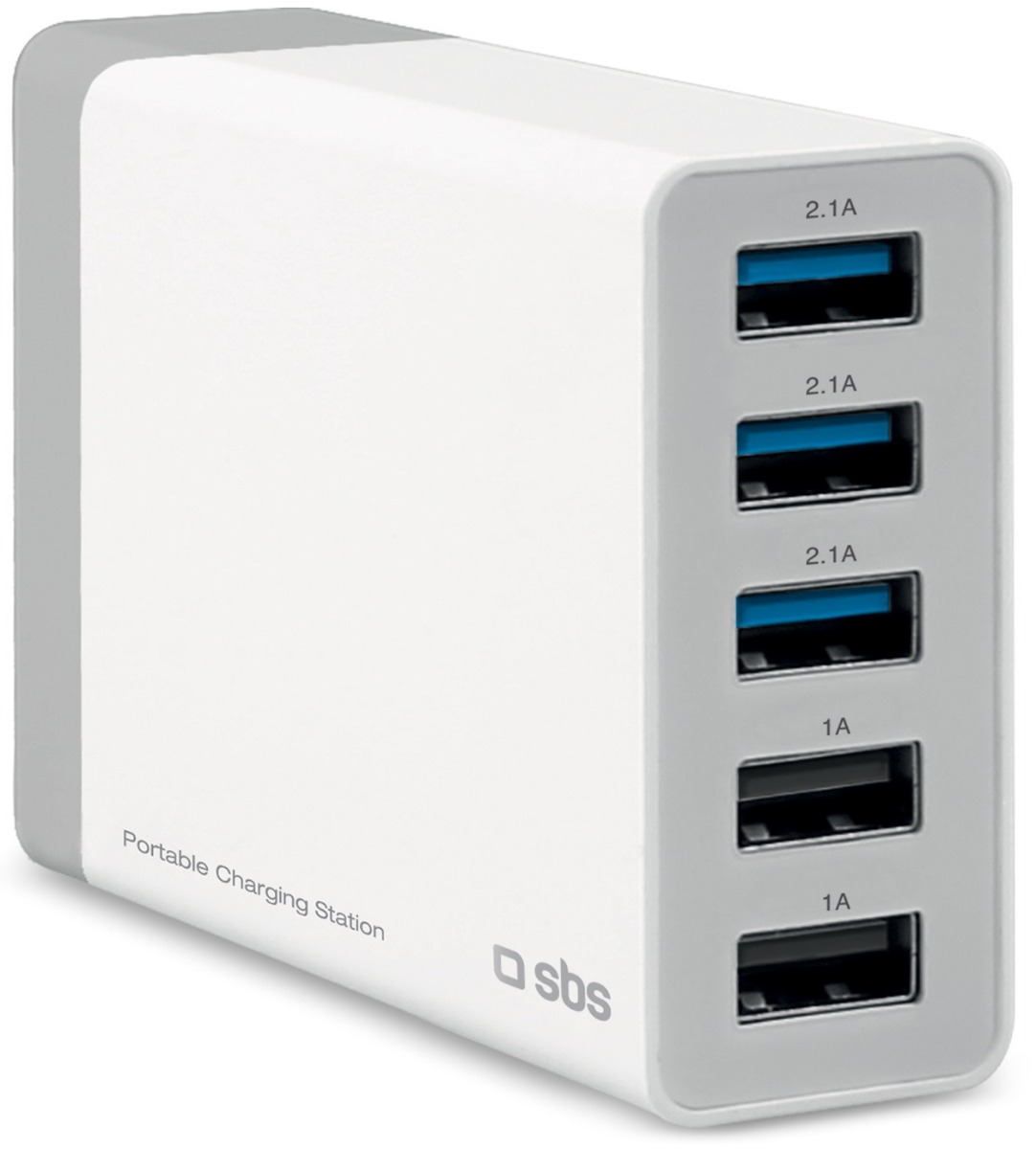 SBS Charging Station with 5 USB ports, 7000mAh, White - TTTRAV5USB7A