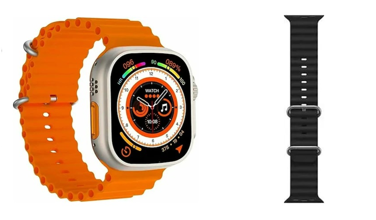 T800 Ultra Smart Watch Series 8 49mm Orange with Black Strap Best price in Egypt B.TECH