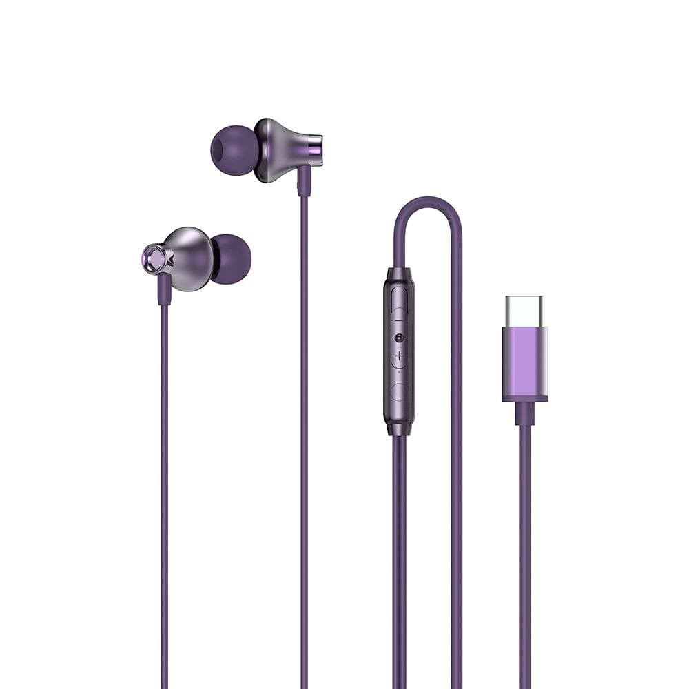 Soda Type-C Wired In-Ear Earphone with Built-in Microphone, Purple - SHI300