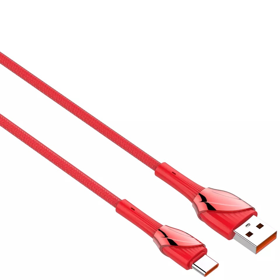 كابل شحن USB-A الى USB-C لدينو، 1 متر، 30 وات، احمر - LS661