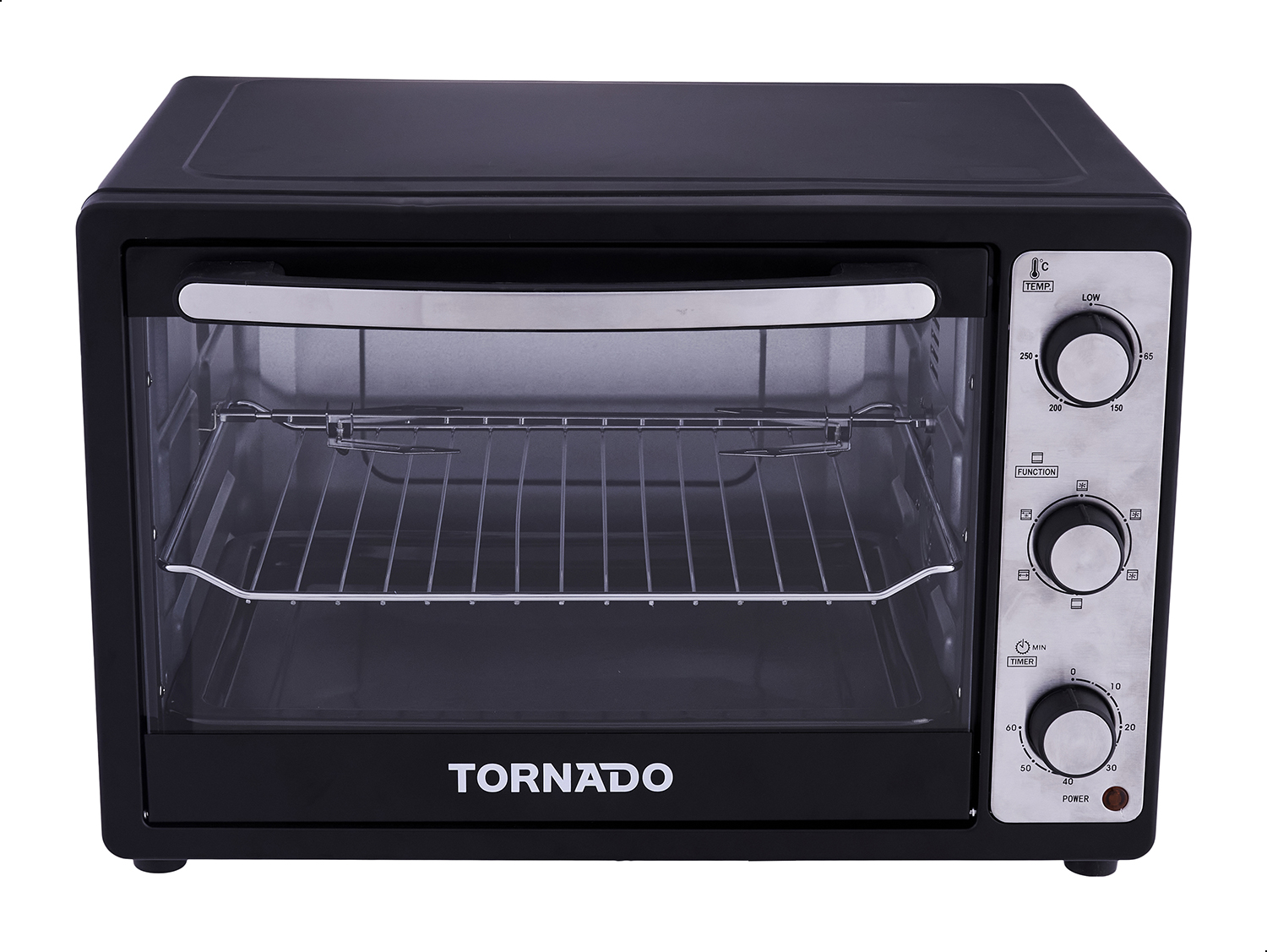 Tornado Electric Oven with Grill, 46 Liters, 1800 Watt, Black Silver - TEO-46NE(K)