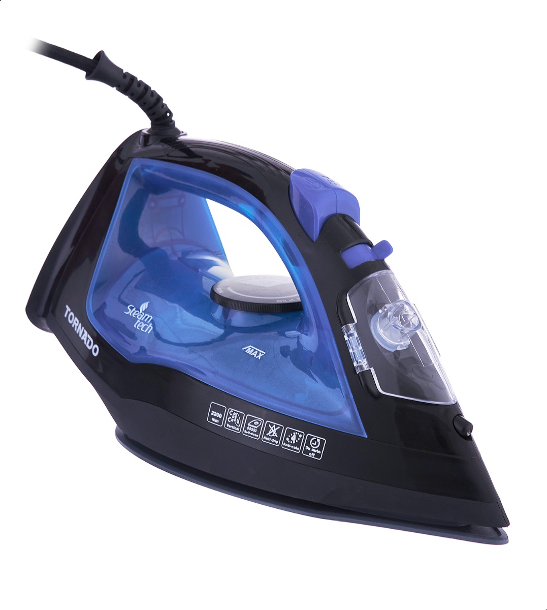 Tornado Steam Iron, 2200 Watt, Blue - TST-2200