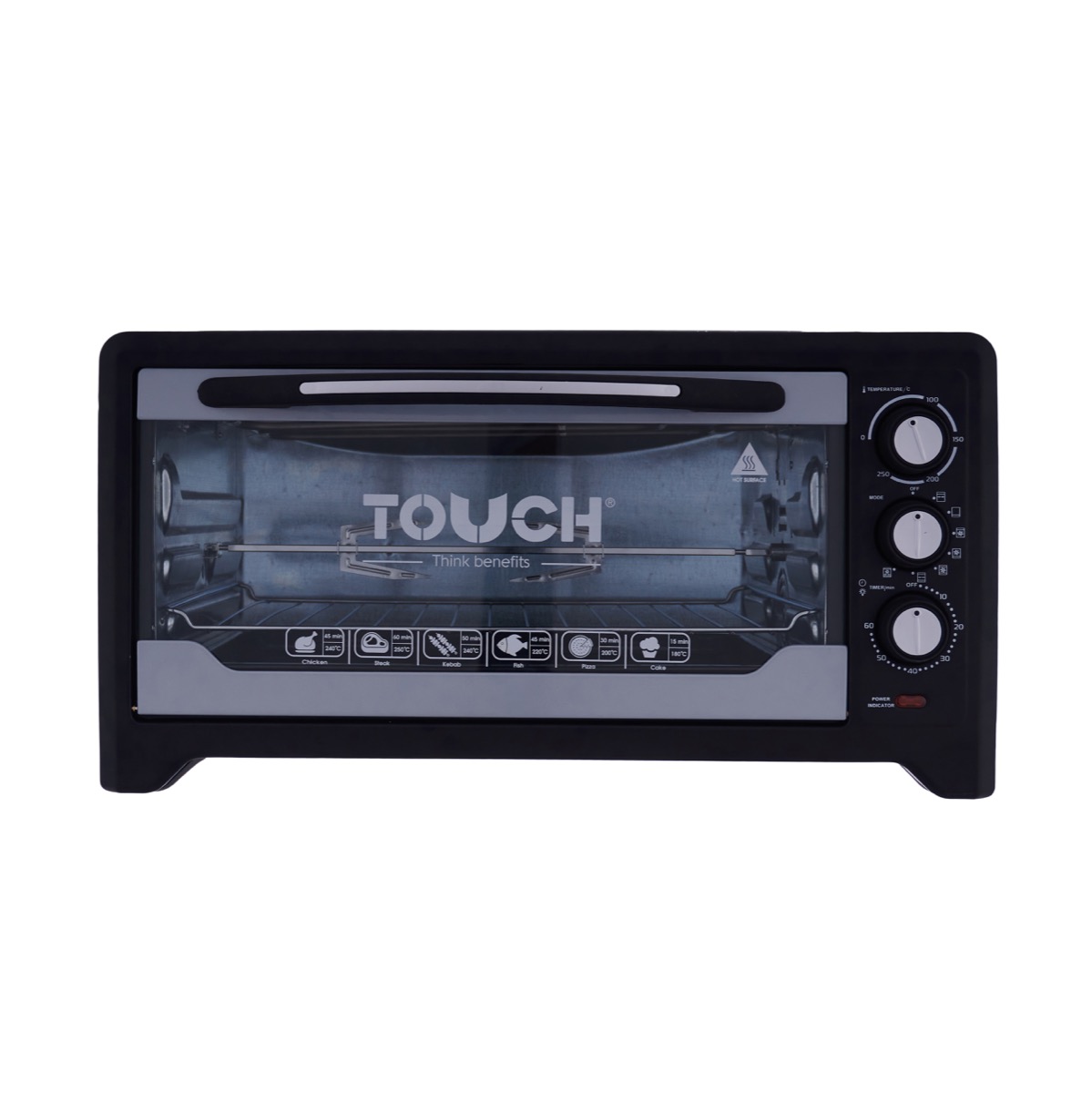 Touch El Zenouki Electric Oven with Grill, 50 liter, 2000 Watt, Black - 40618