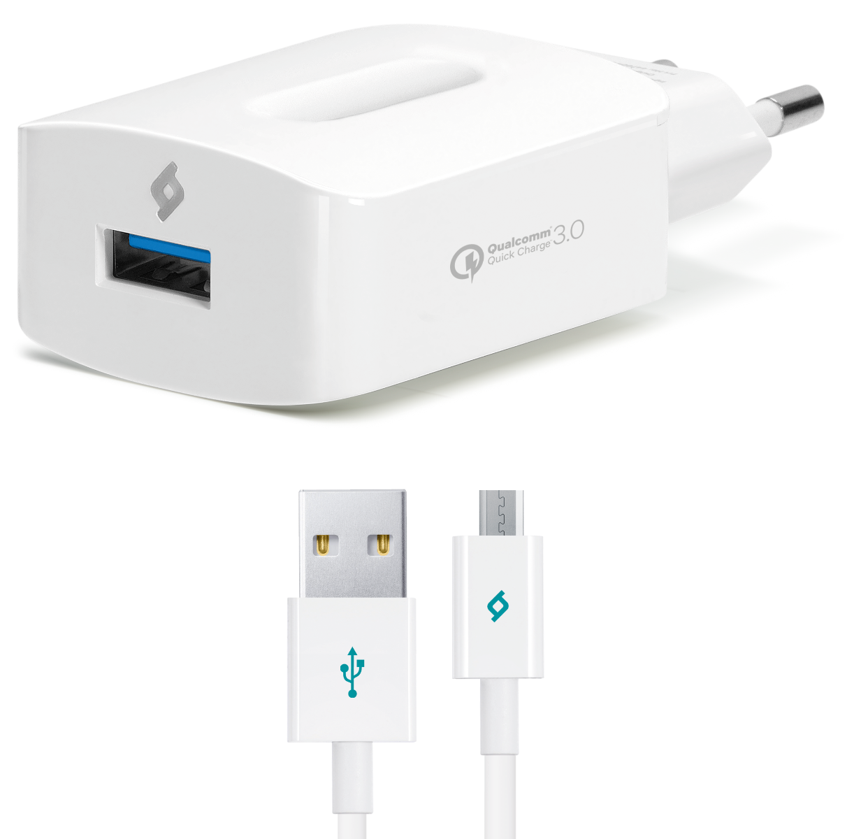 Ttec SpeedCharger QC Wall Charger with Micro USB Cable, 1 Port, White - 2SCQC01M