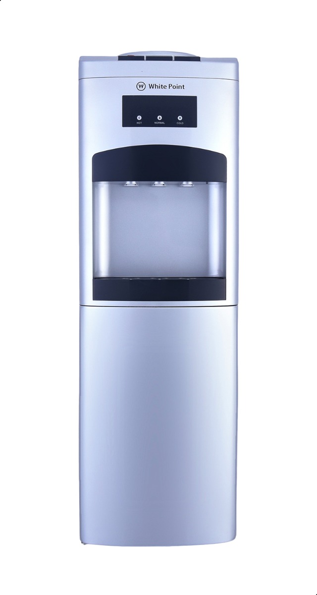 White Point Hot, Cold and Normal Water Dispenser with Refrigerator, Silver - WPWD 1316FS