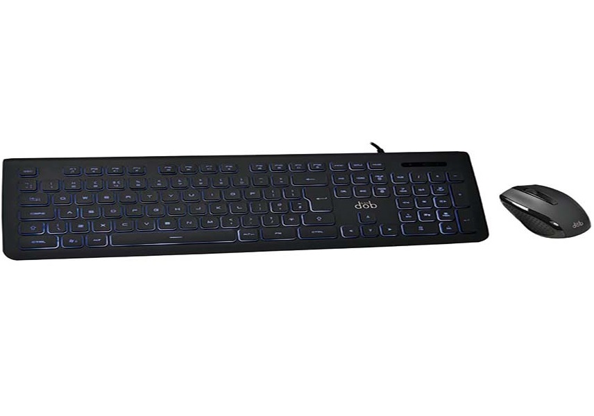 Porsh Dob Wired USB Keyboard and Mouse, Black - KM530