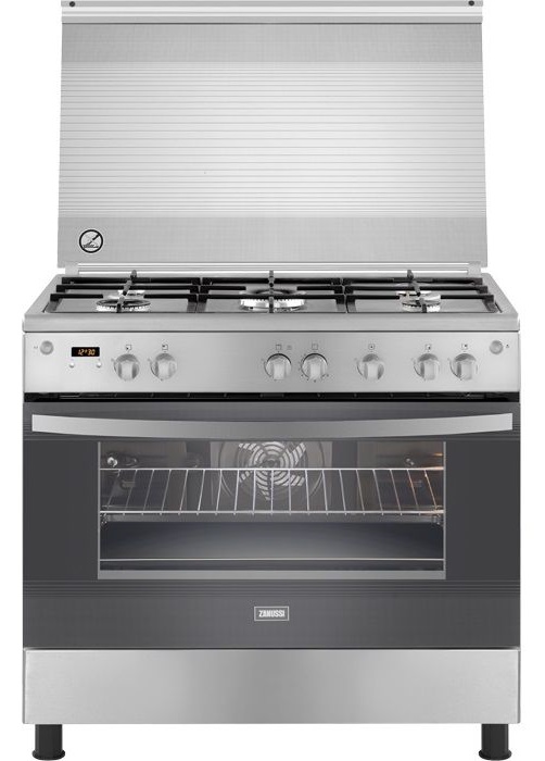 Zanussi  Gas Cooker, 5 Burners, Stainless Steel- ZCG94396X