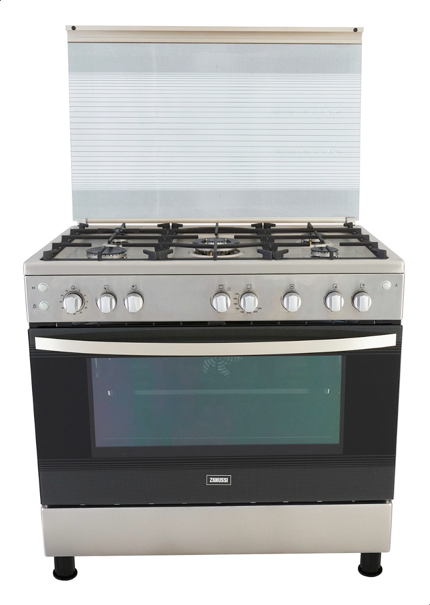 Zanussi Freestanding Gas Cooker, 5 Burners, Stainless Steel, 90 cm - ZCG91236XA