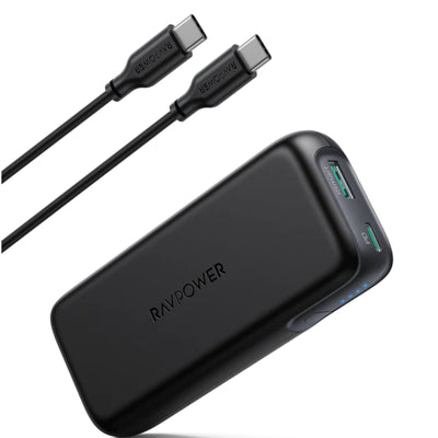 Ravpower Pioneer Power Bank, 10000mAh, 2 Ports, Black - RP-PB186