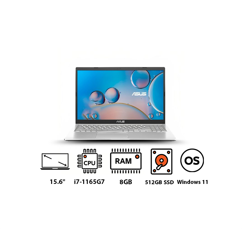 لاب توب اسوس X515، انتل كورi7-1165G7، شاشة 15.6 بوصة FHD، هارد 512 جيجا SSD، رام 8 جيجا، كارت شاشة انفيديا جي فورس MX330 سعة 2 جيجا، ويندوز 11، فضي شفاف- X515EP-EJ007W